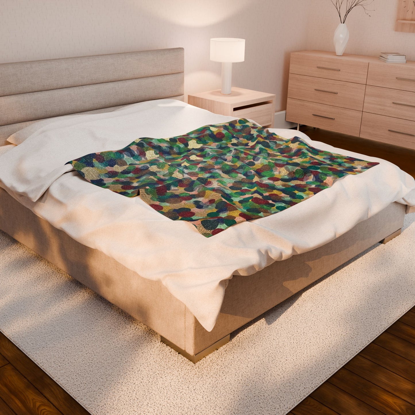 Mediterranean Print Velveteen Plush Blanket