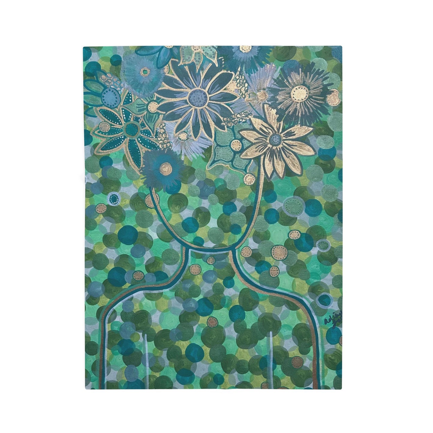 Green Goddess Velveteen Plush Blanket, Cozy Home Decor, Flower Print Throw, Gift for Her, Soft Blanket for All Seasons