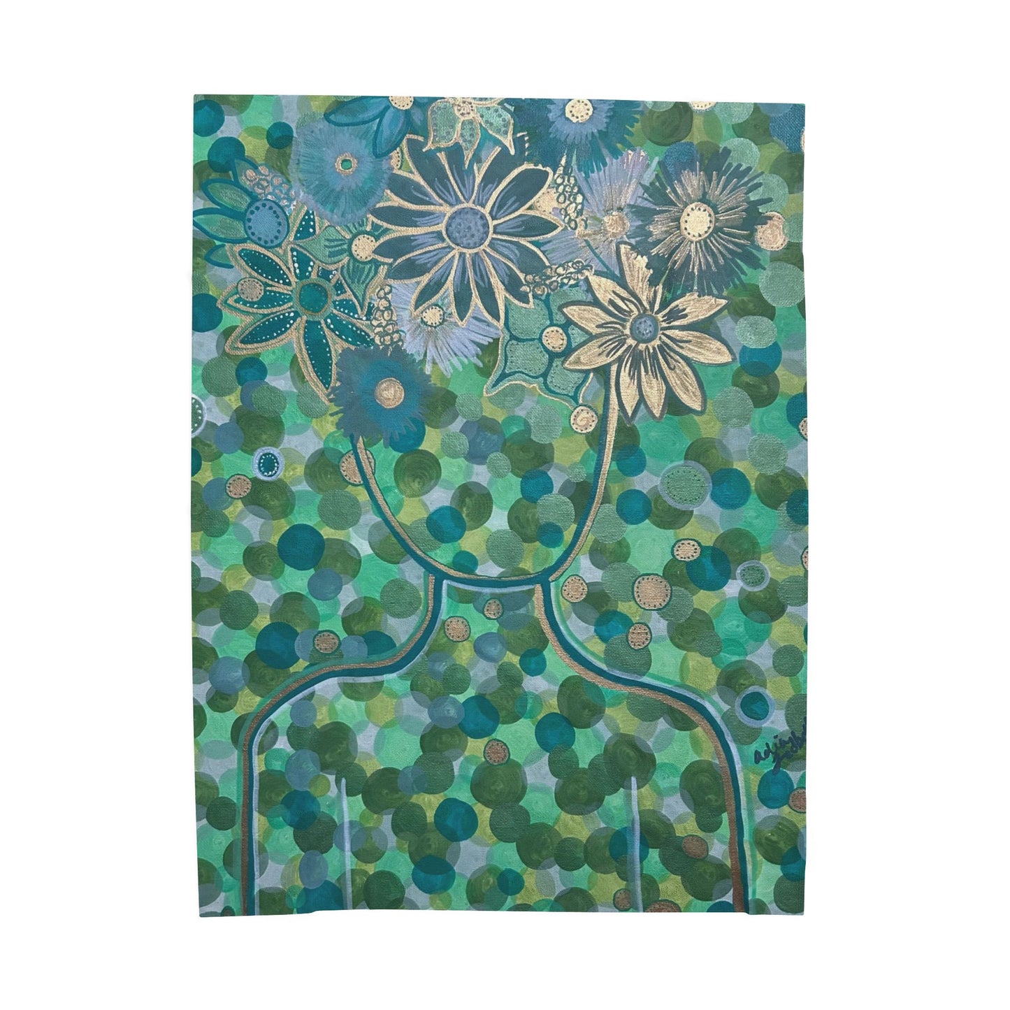 Green Goddess Velveteen Plush Blanket, Cozy Home Decor, Flower Print Throw, Gift for Her, Soft Blanket for All Seasons