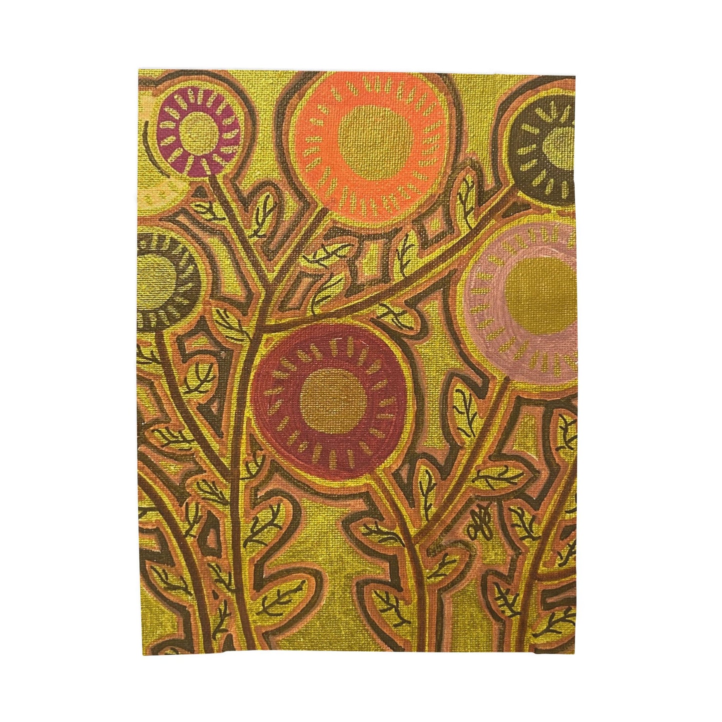 Gold Floral Velveteen Plush Blanket
