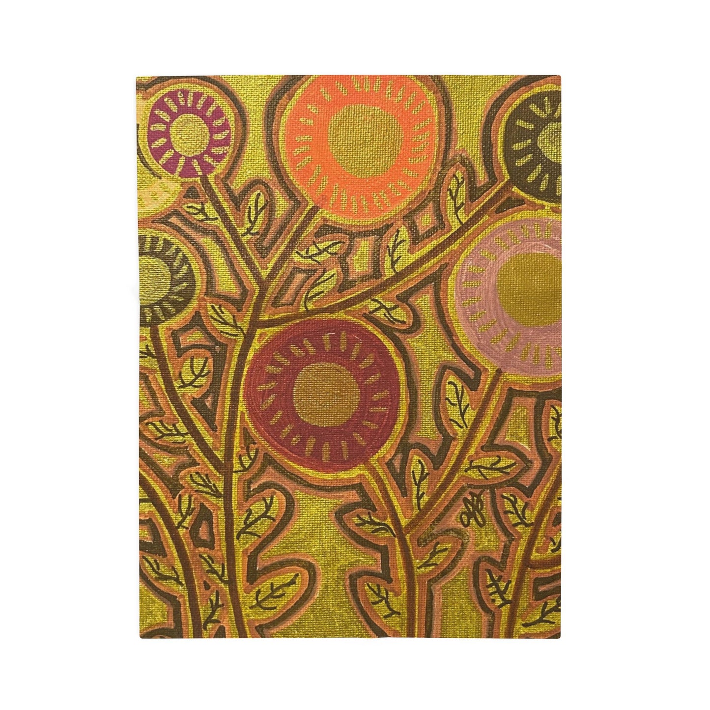 Gold Floral Velveteen Plush Blanket