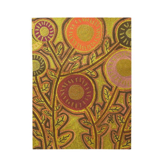 Gold Floral Velveteen Plush Blanket