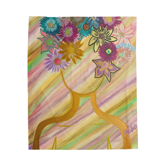 Floral Radiance Plush Blanket, Cozy Home Decor, Flower Print Throw, Gift for Her, Soft Blanket for All Seasons