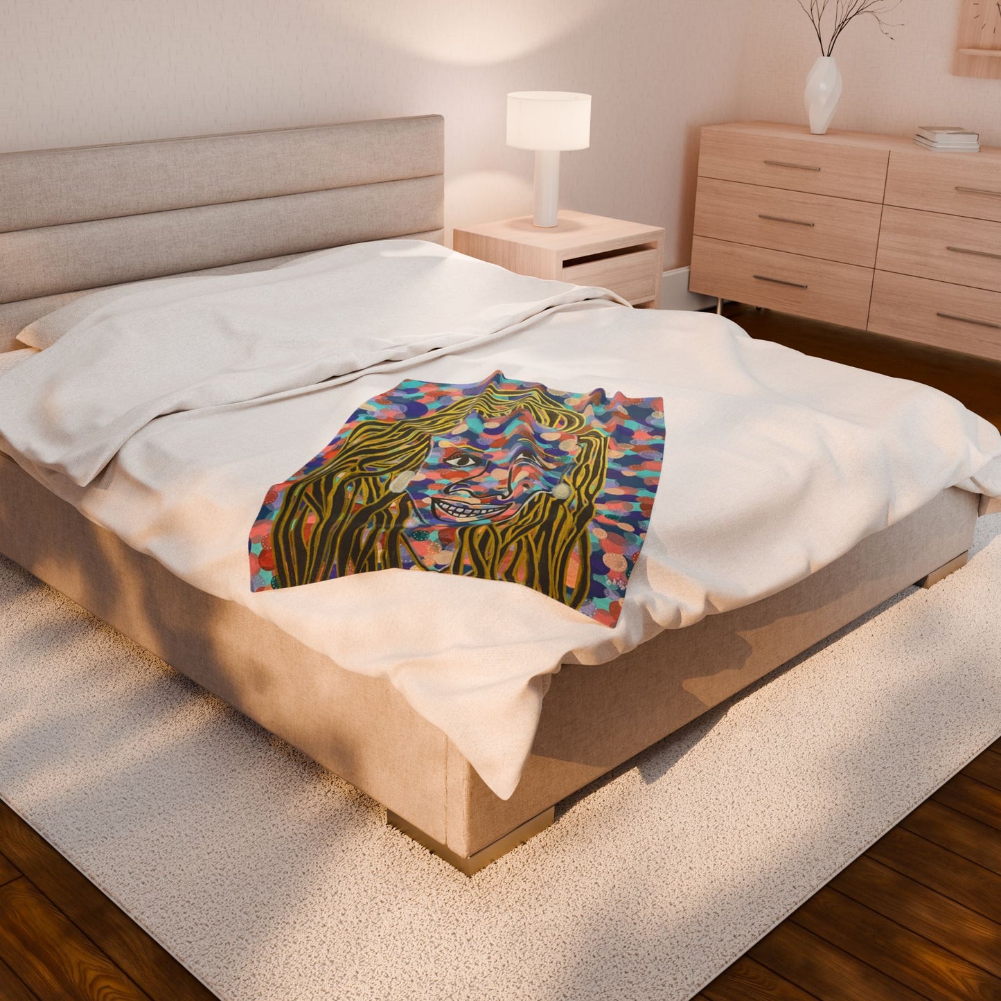Tee Print Velveteen Plush Blanket