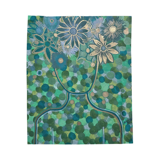 Green Goddess Velveteen Plush Blanket, Cozy Home Decor, Flower Print Throw, Gift for Her, Soft Blanket for All Seasons